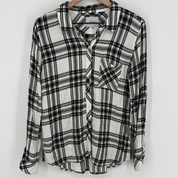 RAILS Hunter White Ebony Plaid Button Down Shirt Size M Long Sleeve Collared - Picture 1 of 4